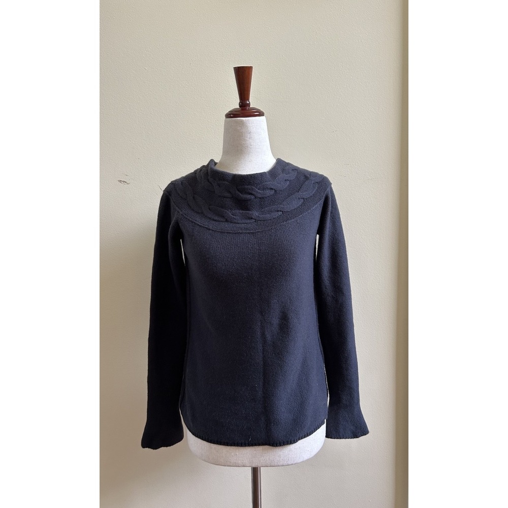 Loro Piana Baby Cashmere Sweater IT 40 Anthracite Gray Braided Neck Italy